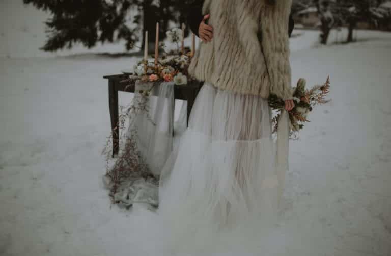 Winter wedding scene