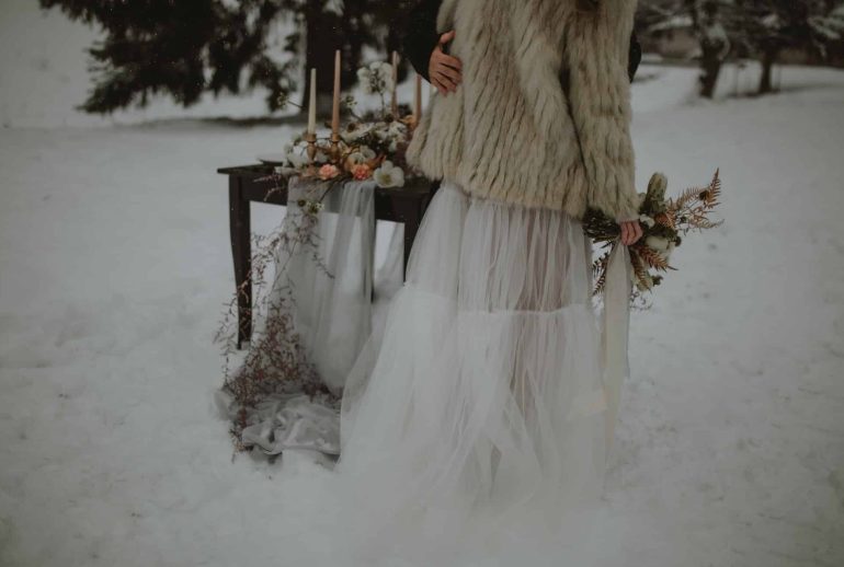 Winter wedding scene